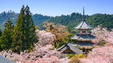 Yoshinoyama, Japan Spring Scene photo via Depositphotos