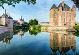 Castle on the lake in the Loire Valley in France photo via Depositphotos