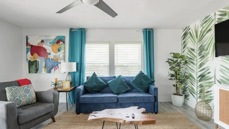 Elevated Coastal Chic Airbnb Beach House with Deck in Galveston Texas