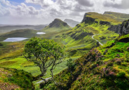 Scenic view of Quiraing mountains in Isle of Skye, Scottish Highlands photo via Depositphotos