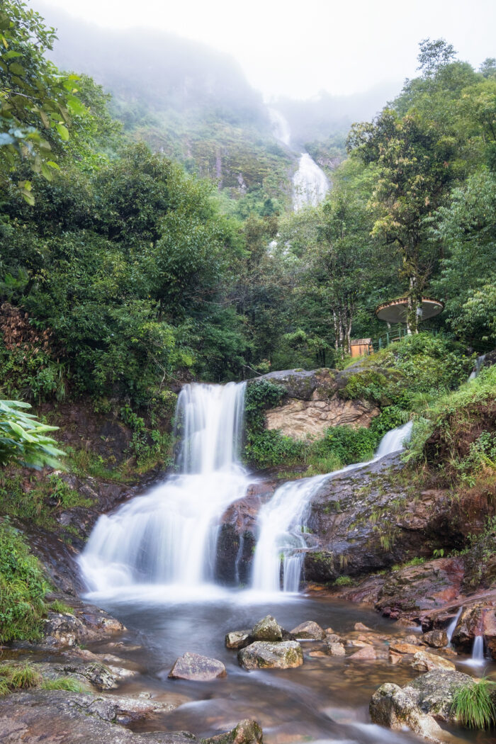 Silver waterfall or Thac Bac in Vietnam photo via Depositphotos