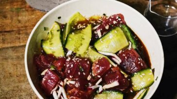 April 15 Class - Chopped fresh tuna tataki, shiso in soy sesame (Photo by Chichi Tullao