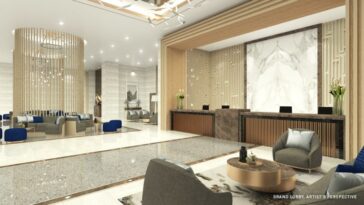 Inspired by Hollywood Glamour, the bespoke interiors highlight a mixture of textures like marble and steel, in hues of gold, grey, white and blue