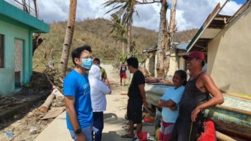 UNICEF-WASH Officer Geo Lapina canvassing the situation from the families living in the coastal areas of Baras after Typhoon Rolly which severely hit the area in November 2020.