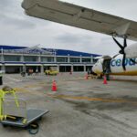 Cebu Pacific Manila to Legazpi maiden flight in front of the newly inaugurated Bicol International Airport