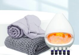 (L to R) Weighted Blanket with Cooling Duvet Cover, Knitted Weighted Blanket _ Solstice Aromatherapy Set.png