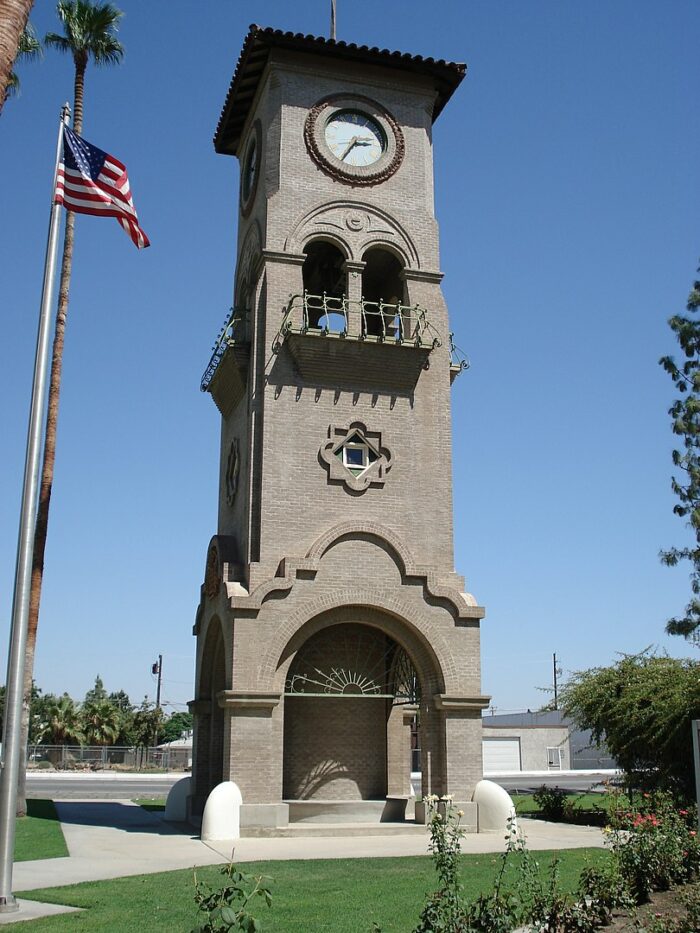 Beale Memorial Clock Tower at Kern County Museum photo via Wikimedia cc