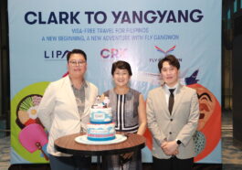 In photo, from left, Fly Gangwon Sales representative Mr. Baek Seungyong, LIPAD CEO Ms. Bi Yong Chungunco, and Fly Gangwon Station Manager Mr. Seung Hyun Kim.