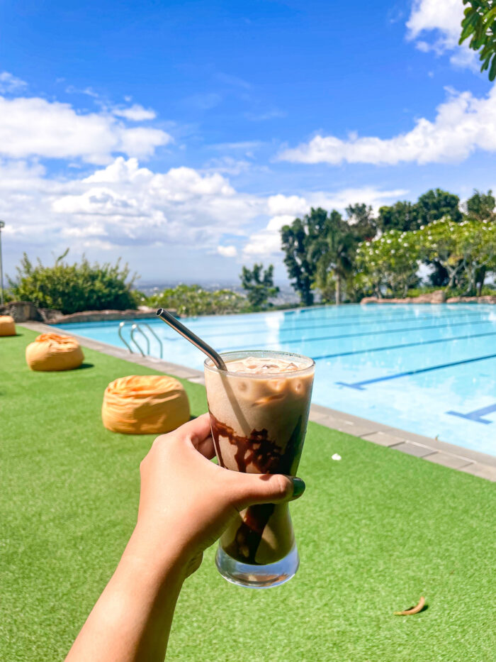 Just imagine dipping in the pool or finishing your workouts with this kind of mountain view!