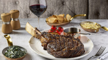 The multi-course family degustation menu’s star attraction is the mammoth and highly Instagrammable serving of Tomahawk M4, 1.3kg wagyu from Australia