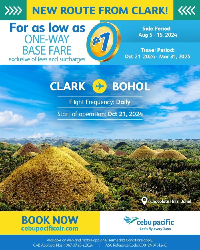 Cebu Pacific to offer Clark-Tagbilaran Flights with a Seat Sale
