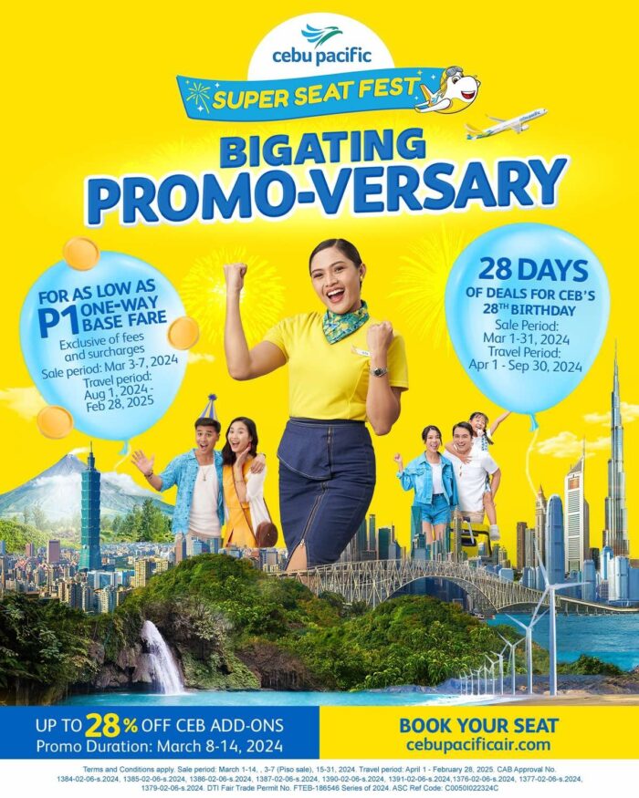 March Cebu Pacific Piso Sale on 28th Anniversary