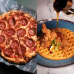 (From left to right): Potato Leek Soup, Sourdough Pepperoni Pizza, Buttermilk Fried Chicken, and Pappardelle Pork Ragu