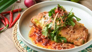 Jumbo Crab Meat Omelette with Sriracha, Chili Oil and Crispy