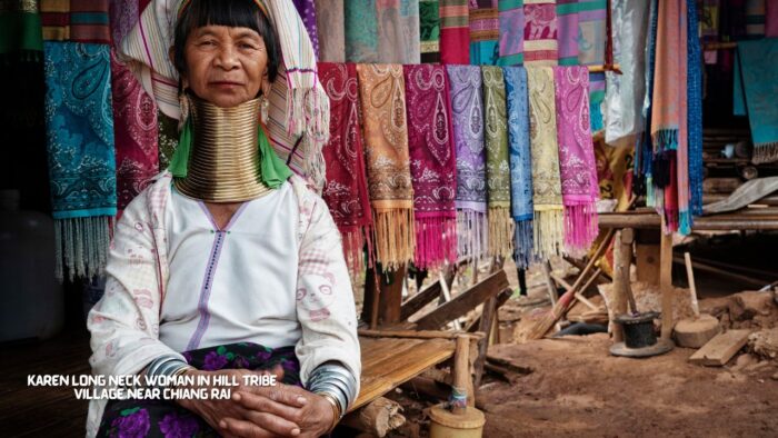 Karen Long Neck Woman in Hill Tribe Village Near Chiang Rai