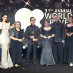 Savoy Hotel Manila, on its 4th year, maintains their distinction being the Philippines Leading Airport Hotel. From left R’Bonney Nola Gabriel, Ms. Universe 2022 and host of the evening, Loleth So, Group Commercial Director of MHR, Den Navarro, General Manager of Savoy Hotel Manila, Thessa dela Paz, Director of Marketing Communications, Bernard Bulaong, Director of Operations.