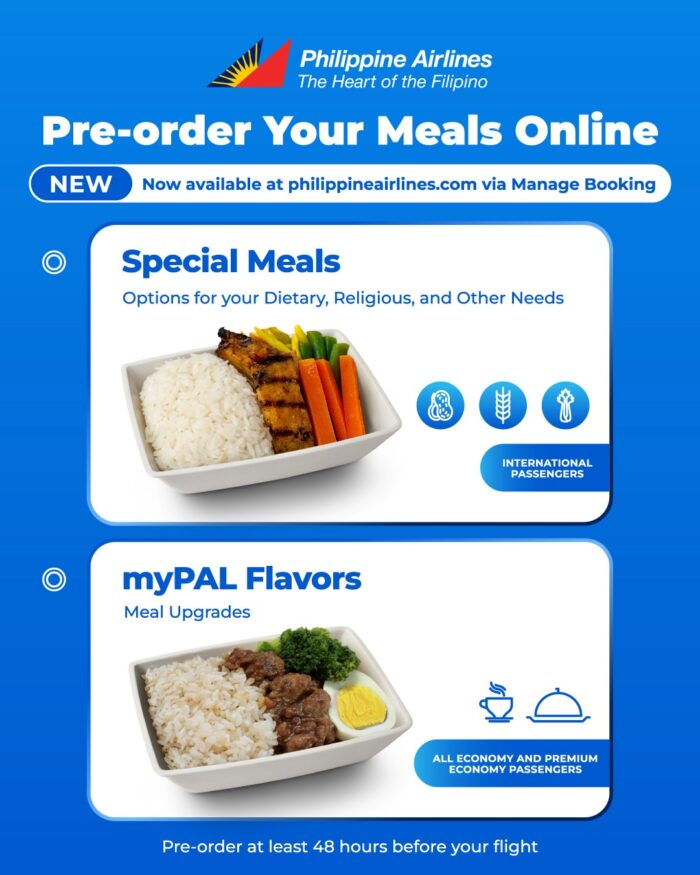 PAL’s pre-flight meal ordering feature