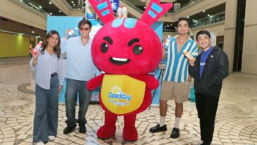 Goodday Cultured Milk Drink mascot Beri with guests at The Atrium Makati.