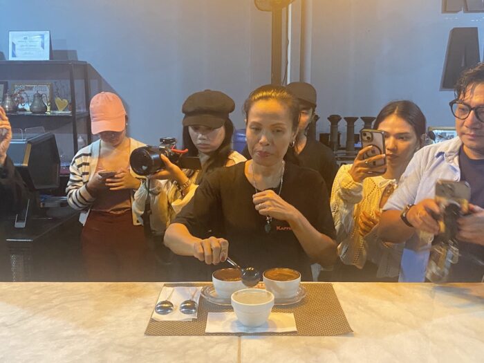 Davao Through Coffee and Cacao Gina Ellorango Ableitinger of FROG Kappee teaching us the art of coffee cupping