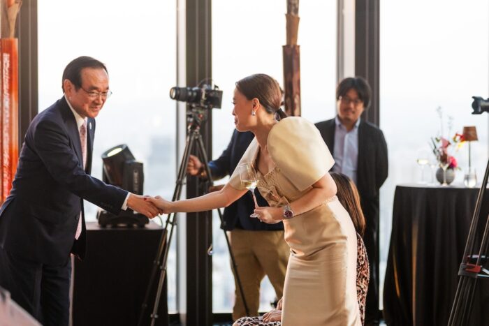 Japan Association for the 2025 World Exposition’s Ambassador Koji Haneda and TPB Chief Operating Officer and POC Secretary General Maria Margarita Montemayor Nograles