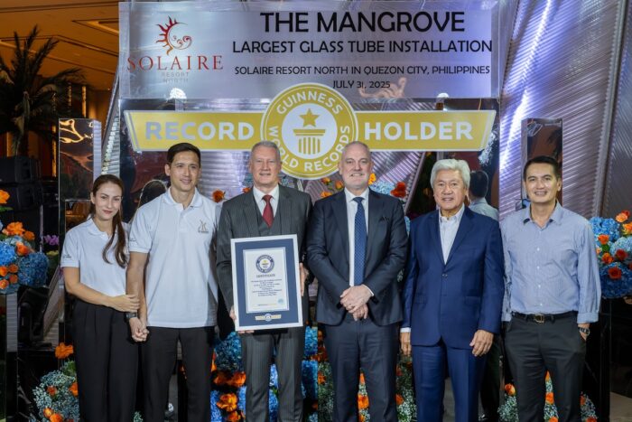 (From L-R) Vice Mayor Gian Sotto's wife Joy Sotto, Quezon City Vice Mayor Gian Sotto, President and Chief Operating Officer of Bloomberry Resorts Corp. Gregory Hawkins, Solaire Resort North Chief Operating Officer Damian Quayle, Bloomberry Resorts Corp. Vice Chairman of Construction and Regulatory Affairs Donato Almeda, Quezon City Third District Representative Franz Pumaren