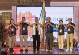 TPB officials Arnold T. Gonzales, Marivic M. Sevilla, and Cesar R. Villanueva, with Department of Tourism (DOT) Region II Director Dr. Troy Alexander Miano, DOT Region XI Assistant Director Judy Colaljo, and DOT Region XII Assistant Director Armin Hautea at the opening of the consumer fair.