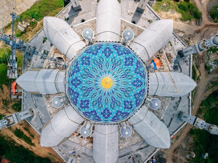 Drone shot of Sadik Grand Mosque Dome