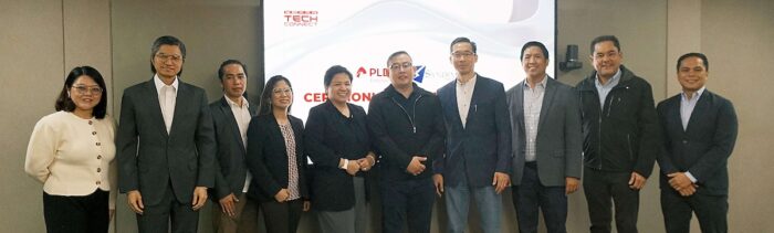 PLDT Enterprise and Synermaxx Corporation commemorate the ceremonial signing of their expanded partnership to deliver secure and scalable messaging solutions. In photo (L–R): Marili Anne Fernandez, Relationship Manager, PLDT Enterprise; Josh Montecillo, AVP and Head, Enterprise & International Wireless Product Management, PLDT Enterprise; Eiffel Saldana, SVP for Tech Operations, Synermaxx Corporation; Rollinda Cagungun, VP for Finance & Administration, Synermaxx Corporation; Trisha Gonzales, VP for Mobile Sales & Operations, Synermaxx Corporation; Dexter Qua, President & COO, Synermaxx Corporation; Daniel Ongchoco, Chairman & CEO, Synermaxx Corporation; Blums Pineda, SVP and Head, Enterprise Business Group, PLDT and Smart; Mitch Locsin, FVP and Head, Enterprise Core Business, PLDT and Smart; and Marlon Alberto, Head of Customer Relationship Management, PLDT Enterprise
