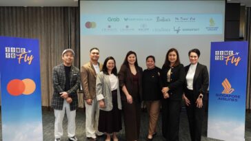 (From left to right) Loven Ramos, Director of Marketing of The Ascott Limited; Lance Bermejo, Assistant Marketing Manager of Ascott Philippines; Sheena Valencia, Marketing Manager of The Travel Club; Aiza Garcia, Head of Marketing and PR of Singapore Airlines; Judith Dayrit, Vice President of Mastercard Philippines; Ronie Reyes, Director of Marketing and Communications of Crimson Hotel Filinvest City; and Ria San Juan-Gumaru, Director of Sales of Crimson Hotels come together to unlock unforgettable experiences for Filipinos through the Time To Fly Virtual Travel Fair 2025.