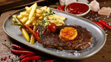 Korean Gochujang Dry Aged Black Angus Ribeye with sides