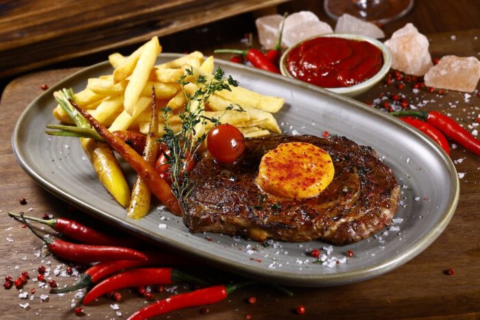 Korean Gochujang Dry Aged Black Angus Ribeye with sides