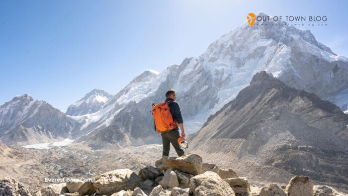 Hiker overlooking Everest Base Camp