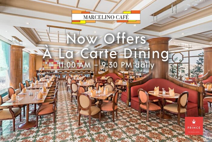 Marcelino Cafe now offers a la carte dining from 11 am to 930 pm