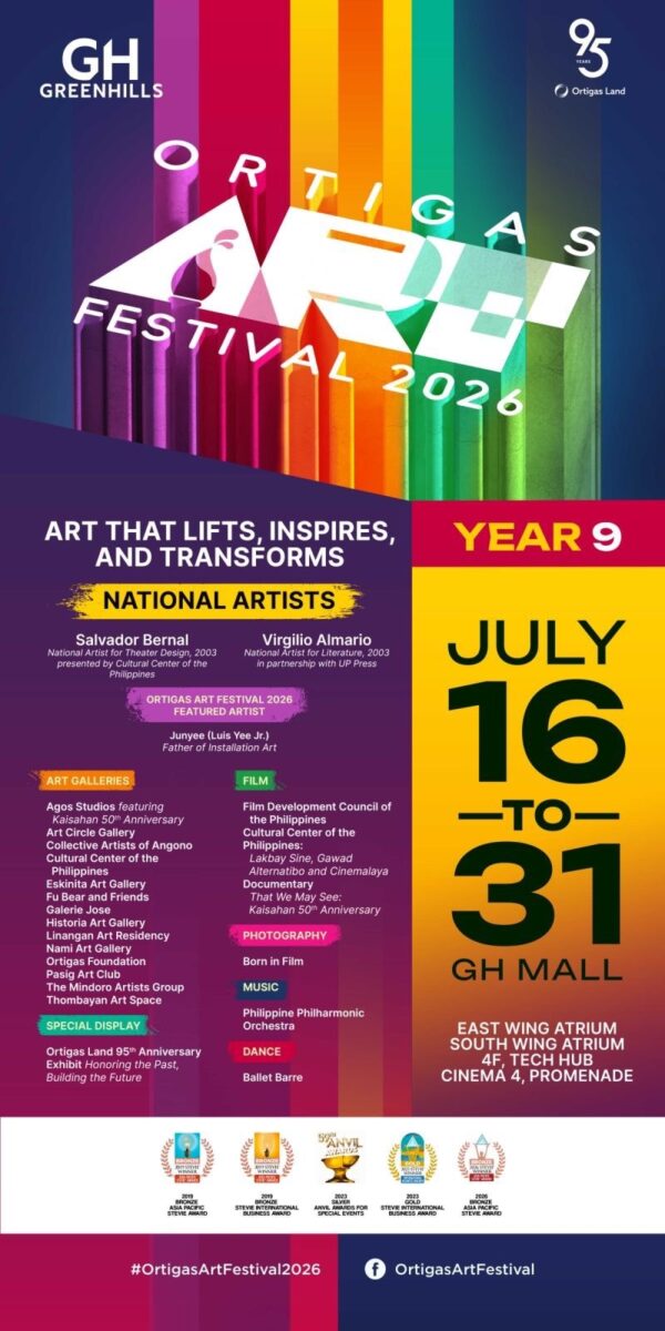 The 9th Ortigas Art Festival promotes Filipino creativity with art, film, and live performances.