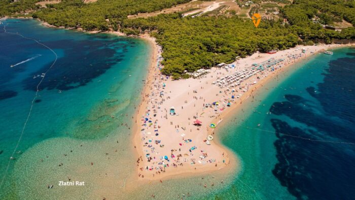 Stunning Aerial View of Zlatni Rat Beach on Brac Island in Croatia