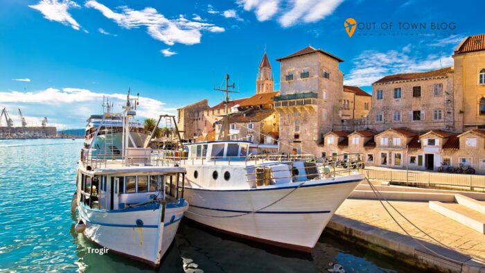 Trogir boats and waterfront view