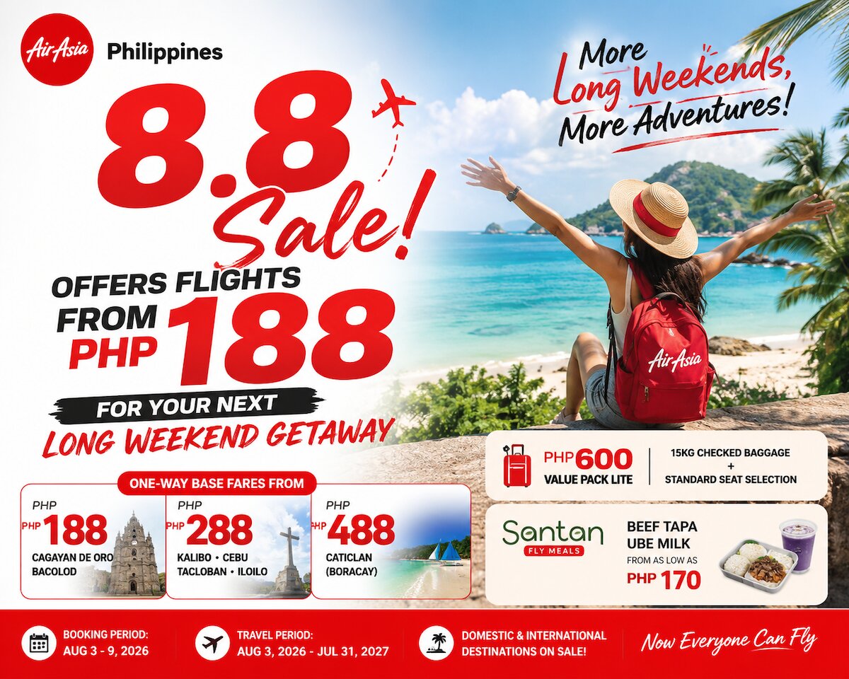Turn August Long Weekends into Affordable Getaways with AirAsia Philippines’ 8.8 Seat Sale