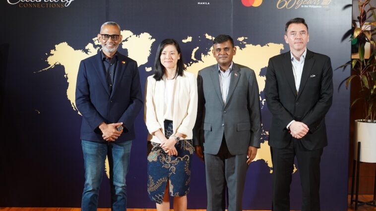 (From left) Mr. Jason Crasto, Country Manager of Mastercard Philippines; Ms. Liwei Tai, General Manager of Singapore Airlines Philippines; Mr. Logaventhan Karuppannan, Chargé d'Affaires ad interim of the Embassy of Singapore in the Philippines; and Mr. Roger Habermacher, General Manager of Grand Hyatt Manila, officially launch Culinary Connections at Grand Hyatt Manila in Bonifacio Global City, Taguig, featuring a menu showcasing flavors inspired by destinations across Singapore Airlines' global network.