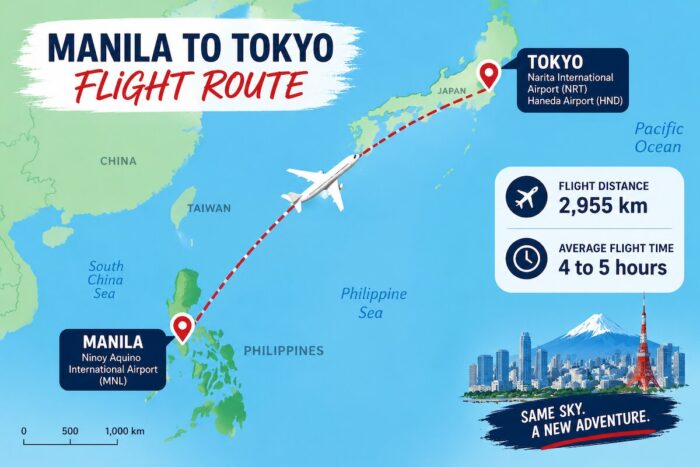 Manila to Tokyo Flight Route
