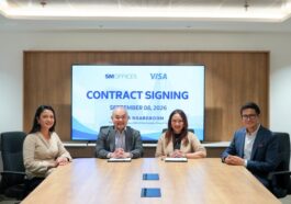 Strengthening partnerships, enabling possibilities. SM Offices and Visa mark their partnership with a contract signing led by Alexis Ortiga (second from left), Vice President and Business Unit Head, SM Offices, and Chari dela Cruz (third from left), Vice President, Global Managed Services and Visa Philippines Solution Center Site Lead, with Maricris Cruz, Head of Leasing, SM Offices, and Jeffrey Navarro, Country Manager, Visa Philippines.