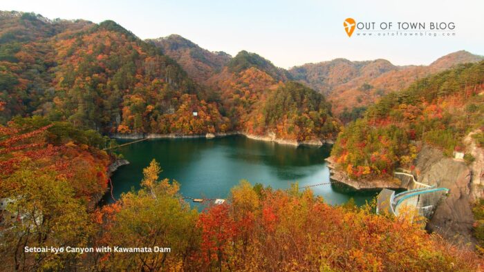 Setoai-kyo Canyon with Kawamata Dam during autumn