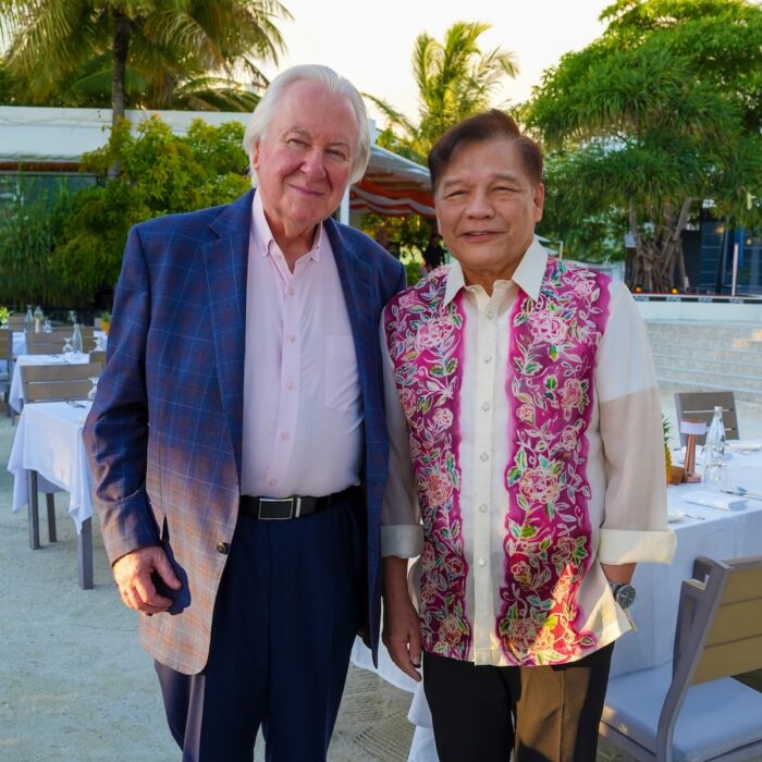 The Manila Hotel president Atty Joey Lina with World Travel Awards founder Graham Cooke during the World Travel Awards 2026 reception