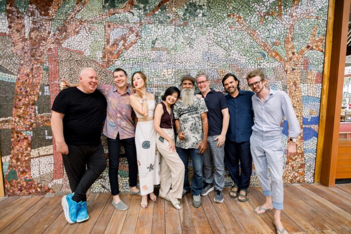 The design team onsite with local craftsmen at South Palms Resort & Spa, MGallery Collection