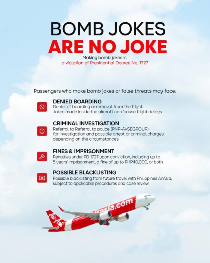 AirAsia Philippines sees rise in bomb joke incidents, reminds guests of consequences
