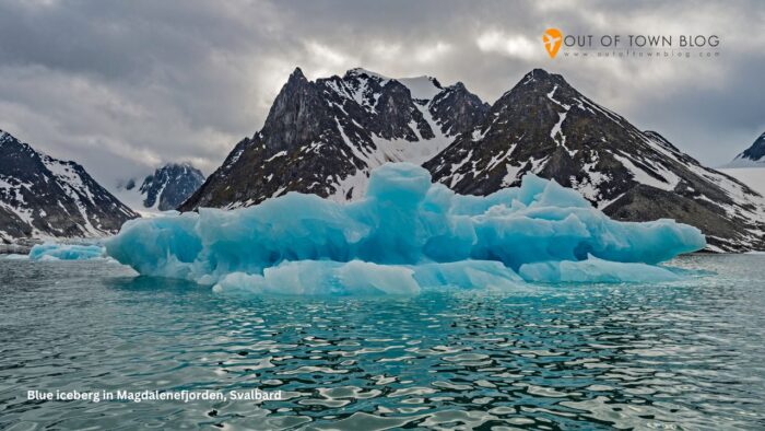 Blue iceberg in Magdalenefjorden, Svalbard