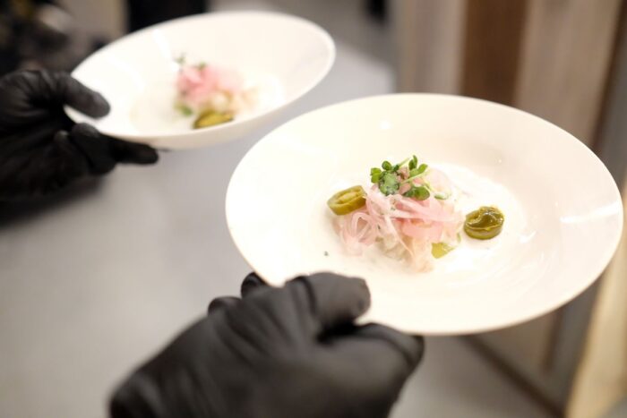 A Kiss of the Sea: CevicheKing fish with pickled red onion, jalapeño, cucumber, and coconut milk, Chef Ben's Filipino take on the ceviche he cooked daily in Australia. 
