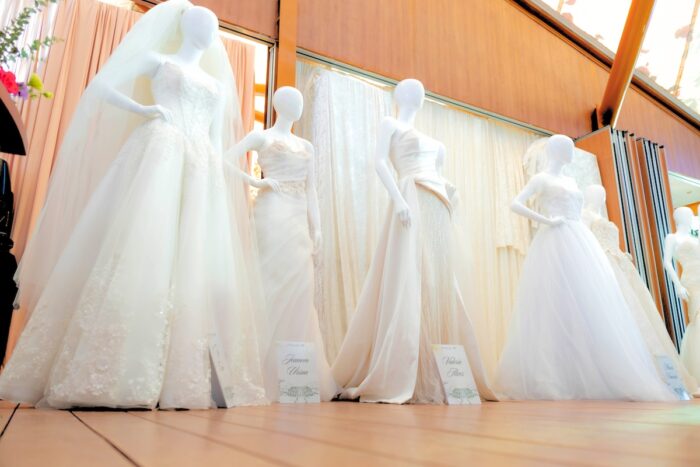 Bridal gowns from the Fashion Institute Design & Arts (FIDA) showcased at the Glass Pavilion.