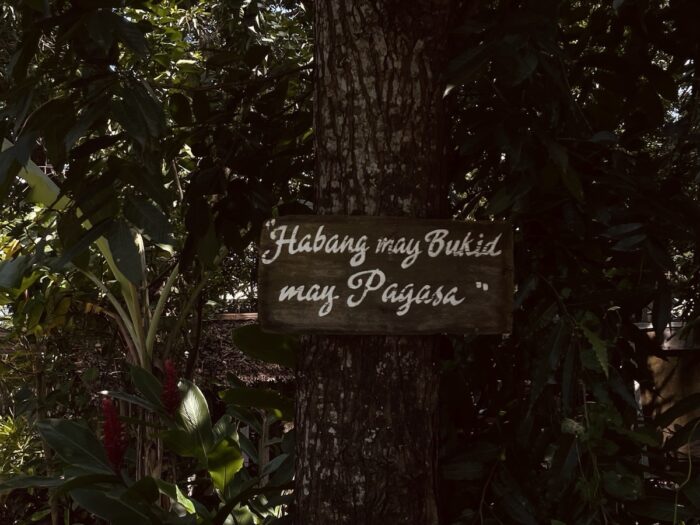 “Habang may Bukid, may Pag-asa.” — Inspirational signage displayed on a tree within the attraction, bearing the message “Habang may Bukid, may Pag-asa,” showing the significance of farming, resilience, and hope for the rural community.