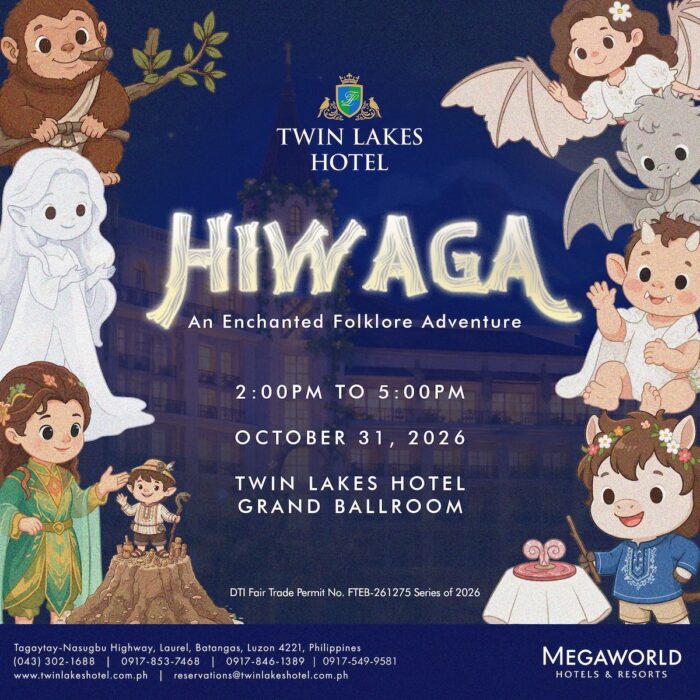 Twin Lakes Hotel presents “Hiwaga: An Enchanted Folklore Adventure,” a whimsical Halloween celebration featuring beloved Filipino mythical characters, to be held on October 31, 2026, 2:00PM – 5:00PM at the Grand Ballroom. 