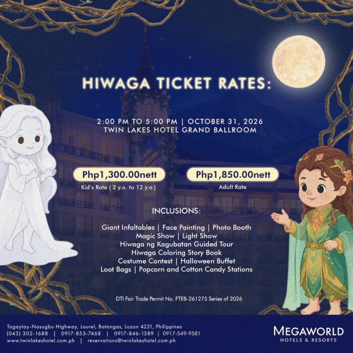 Ticket rates for Hiwaga: An Enchanted Folklore Adventure, inviting families to enjoy the October 31 celebration with fun inclusions. 